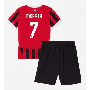 Billiga AC Milan Alvaro Morata #7 Hemmatröja Barn 2024-25 Kortärmad (+ Korta byxor)